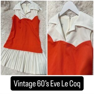 Vintage-Retro Eve Le Coq pumpkin Orange and White Dress